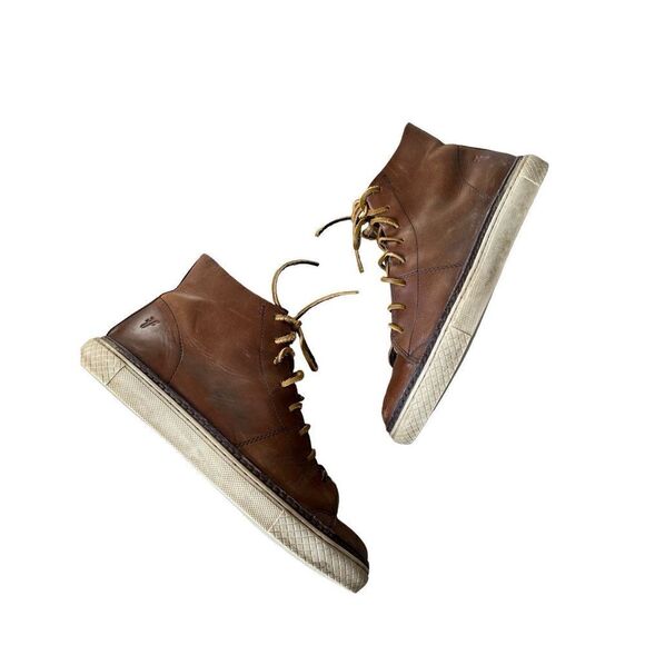 FRYE Men’s High Top Leather Sneakers Boots size 8.5 Brown - Picture 1 of 8